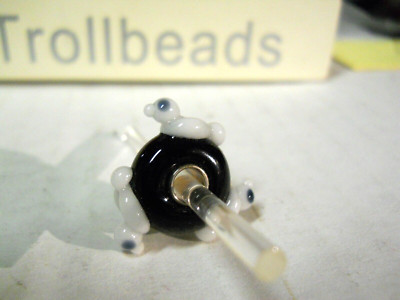 Elfbeads 925 Sterling Silver WHITE & BLACK EVERSPARK DUCKS BEAD Trollbeads