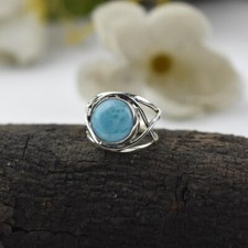 Larimar Ring, 925 Sterling Silver Ring, Handmade Silver Ring, Gift For Her