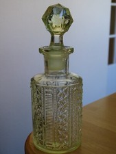 PORTIEUX OURALINE ANCIEN FLACON DE TOILETTE EN VERRE MOULER ht 17 cm