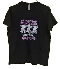 youth t-shirt size XL 14-16 graphic navy blue cotton Axolotl Questions humor