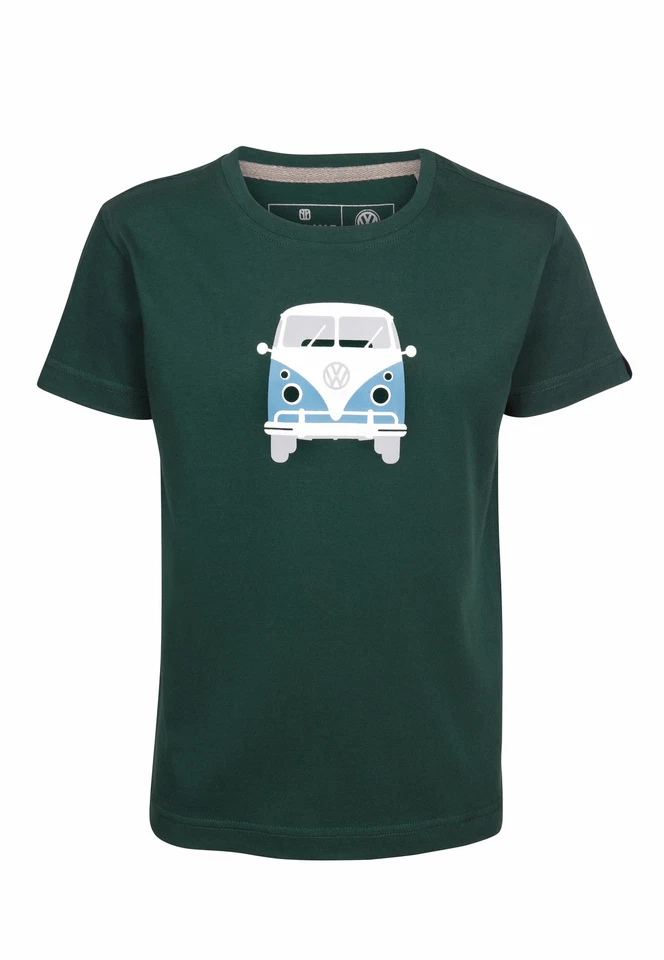 ELKLINE Kinder T-Shirt Teeins mit VW Bulli Brust Rücken Print Kurzarm Bio Baumwolle