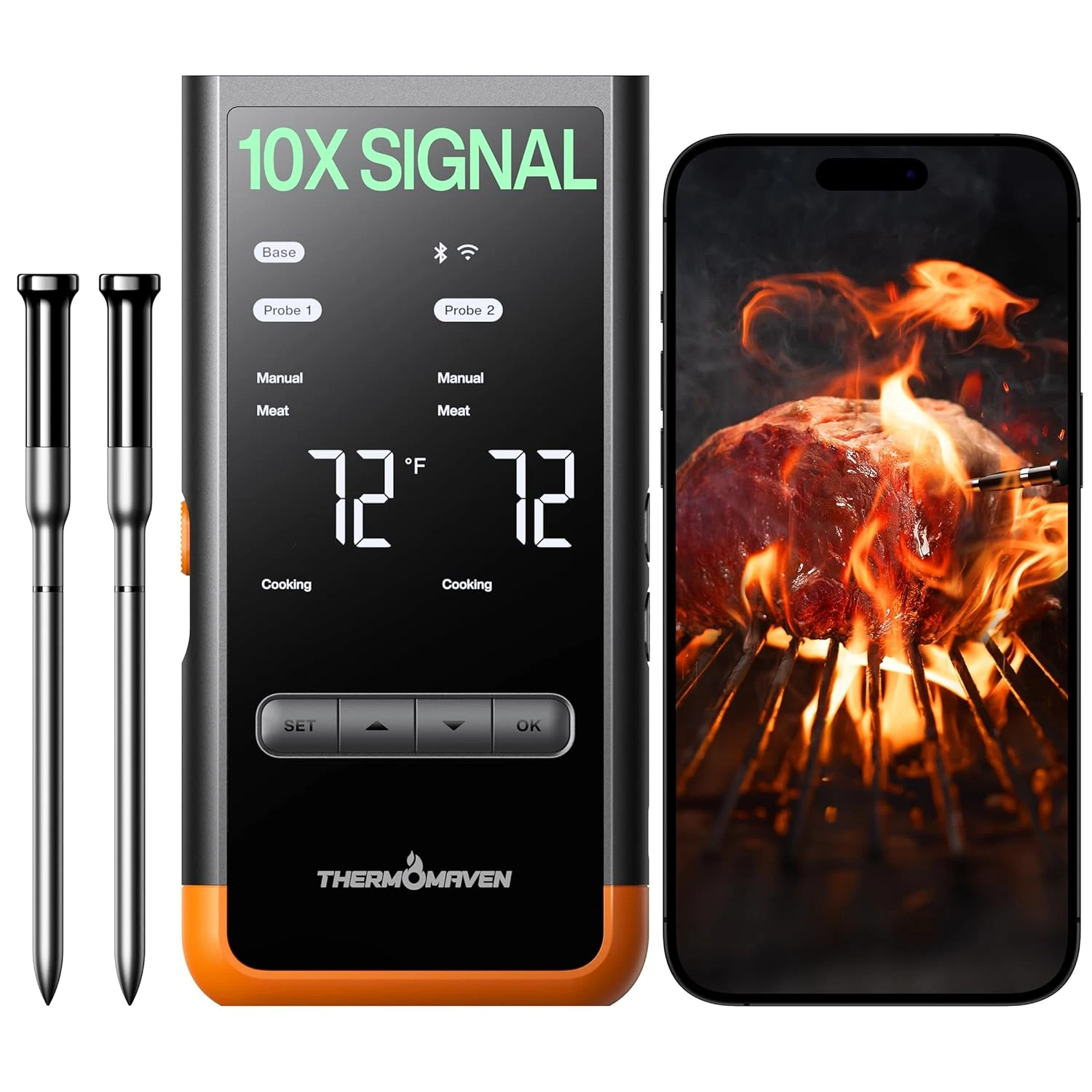 Wireless Bluetooth Smart Meat Thermometer: Standalone Base, Smart Wifi Thermomet