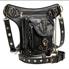 Steampunk Bag Black Leg Thigh Holster Waist Back Side Crossbody Cyberpunk Emo