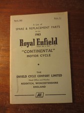Royal Enfield 1963 Continental motorcycle illustrated parts list - Reprint