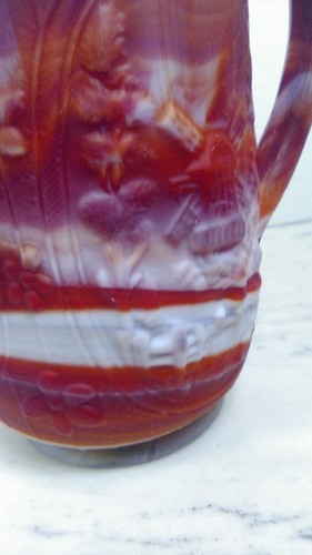 Imperial Glass Red Ruby White Milk Slag Windmill Pitcher With Yellow Base Rare - Picture 15 of 19