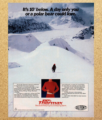 Du Pont Thermax Underwear Mountain Hike - Magazine Print Ads Ephemera Art 1987
