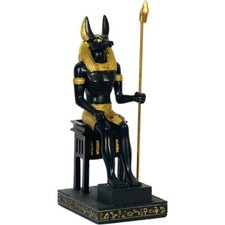 &Auml;gyptischer Gott Anubis sitzend auf Stuhl 17,5cm