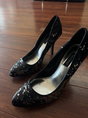 White House Black Market Sequin Pointed Toe Stiletto Pumps Black Size 8