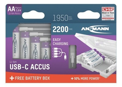 Ansmann Mignon AA Li-Ion Akkus 2200mAh (min.1950mAh) 4er-Pack mit