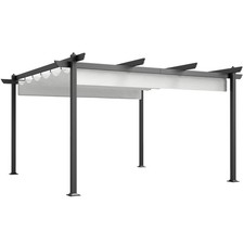 Outsunny Pergola per Giardino 4x4m con Tetto Bianco e Colonne in Alluminio