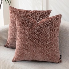 18x18 Inch Throw Pillow Covers Set of 2, Jacquard Velvet, Dusty Rose