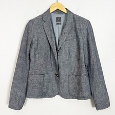 Gap Blue Chambray Blazer Linen Blend Summer Career Classic Size 8 Women's