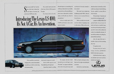 1990 Lexus LS400 It's an Invention Black Sedan 250hp Original Color Print Ad