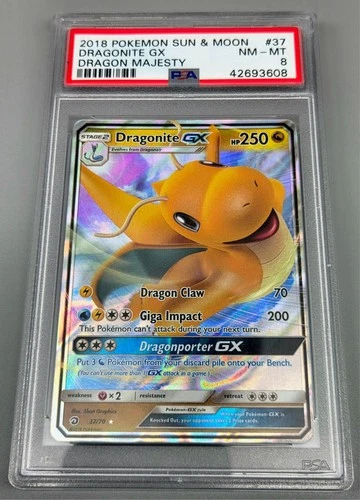 2018 Pokemon Sun & Moon - Dragon Majesty - 37/70 - Dragonite GX PSA 8