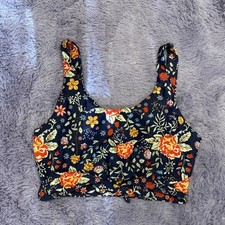 Zaful Women  s Scoop Neck Floral Knotted Tankini Swimsuit Top Large 8 