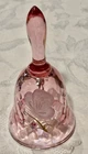 Hand Painted Fenton Pink Glass Bell Floral Design Signed