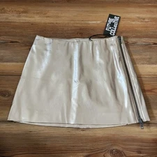Future Collective Metallic Mini Skirt Womens S Champagne Gold NEW