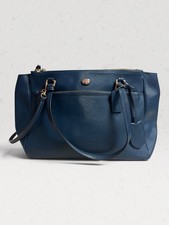 Coach Navy Blue Saffiano Leather Tote Gold Hardware Crossbody Strap
