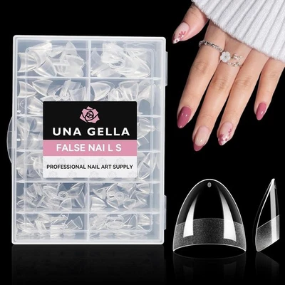 DETAILS IN DESCRIPTION UNA GELLA Soft Gel Mandel Tips | Halbe Abdeckung | 12 Größen