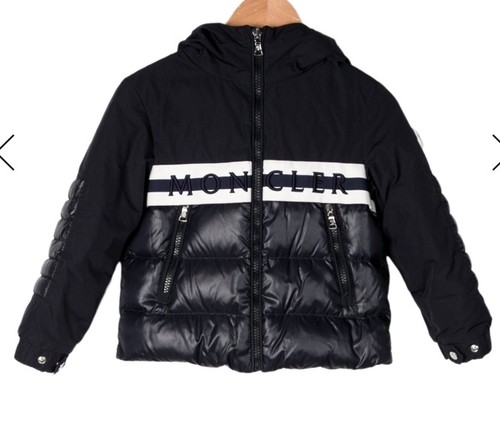 Moncler Enfant Navy Blue White Puffer Winter Jacket Hanim Down 4Y 4T 4 Zip