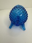 Vintage Fenton Art Glass Hobnail Colonial Blue Three Footed Egg Shape bud vase — photo 3