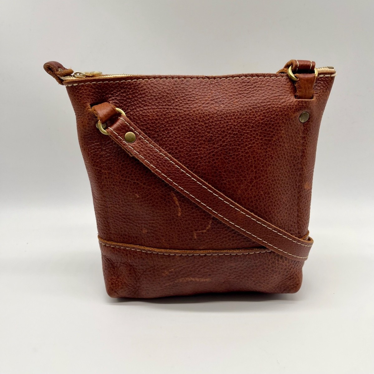 Portland Leather Goods Brown Pebbled Leather Bag | eBay display picture 2