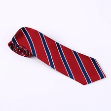JACQUARD WOVEN Men Necktie Classic Striped Red Blue 100% Silk Tie New Fashion