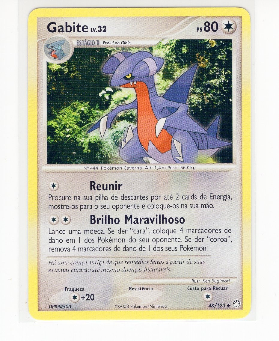 1x ~PT~ PORTUGUESE Gabite 48/123 DP Mysterious Treasures Pokemon Card (PE2)