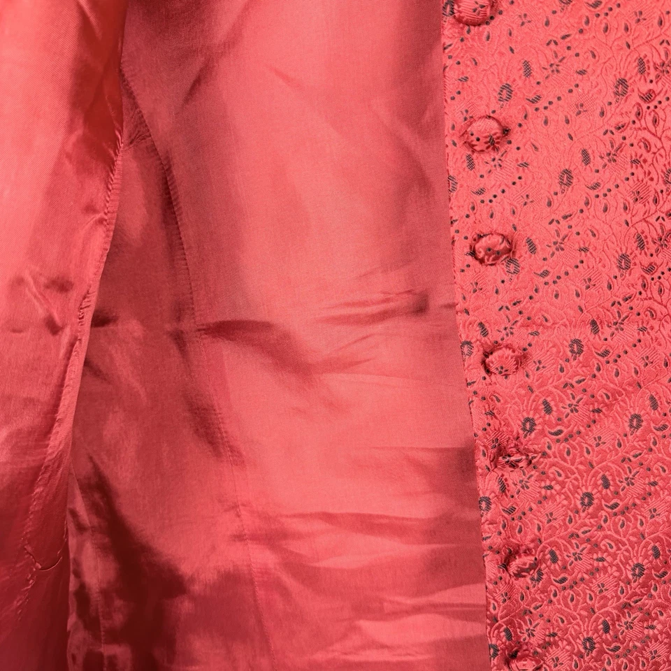 Classiques Entier Men’s Vest Size Large 100% Silk Red Brocade Button Down Formal - Image 3 of 4