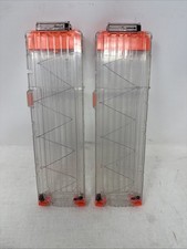 Lot 2 Nerf 18 Round Clear Magazines -USED, VGC- Elite N-Strike Clip Bundle