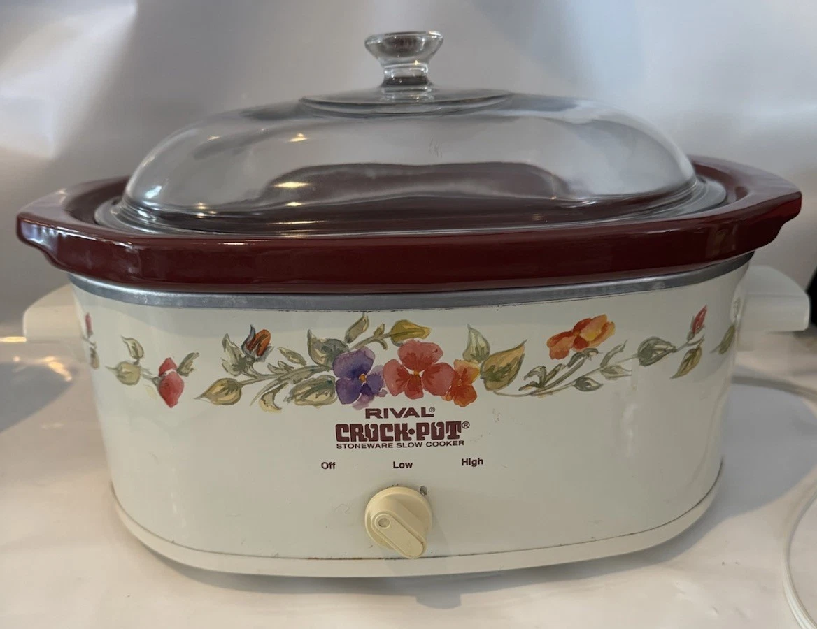 Rival 4.5 Qt Stoneware Oval Crock Pot Slow Cooker #3745 Summer Blush VTG