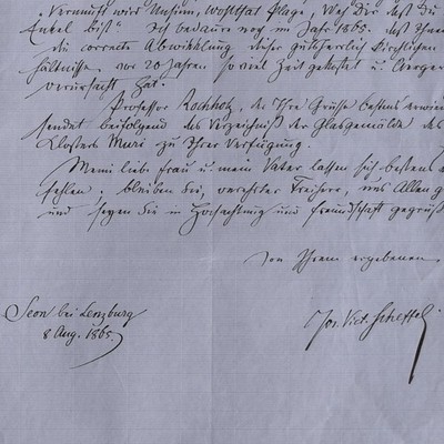 Brief Scheffel Joseph Victor Hans Freiherr von und zu Aufsess Lenzburg 1865