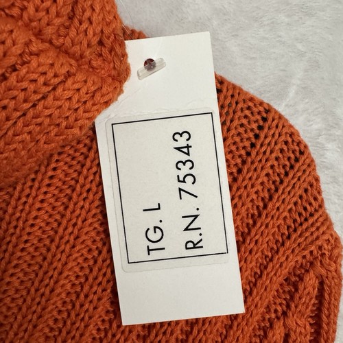 NEW Stambecco Italian Chunky Knit Turtleneck Sweater Cowl Size L SLIM Orange Y2K - Picture 15 of 16