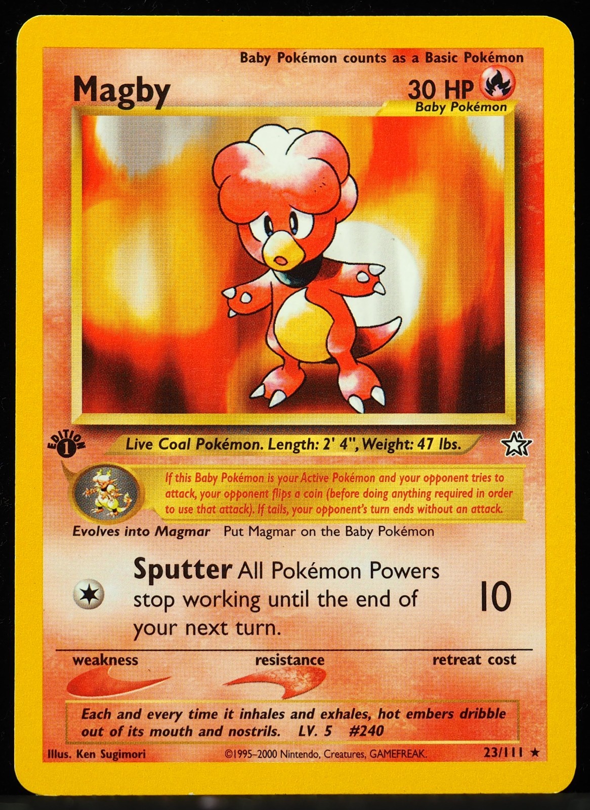 Magby #23/111 1st Ed. Neo Genesis NM Pokemon Card