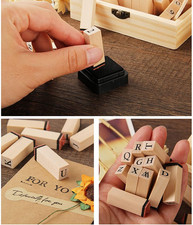 Pack of 36 Pcs Small Wooden Rubber Stamps 0.2 Inch of Letter and Number for D...