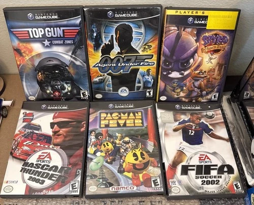 6 Nintendo GameCube Game Lot 3 CIB Pac-Man Fever 007 Spyro FIFA NASCAR Top Gun