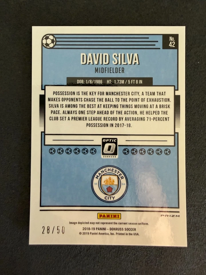 2018-19 Panini Donruss Optic - David Silva #42 Red /50 - Image 2 of 2