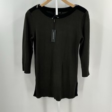 Cable Gauge Womens Sweater Medium Olive Green Knit 3/4 Sleeve NWT Minimalist