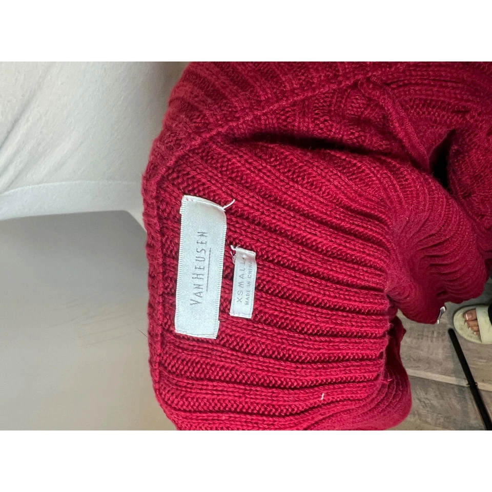 Suéter Van Heusen para mujer rojo tejido con cable cremallera completa cuello XSMALL algodón Foto 3 de 4