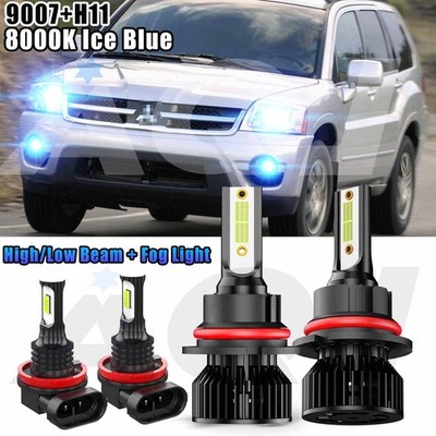 For Mitsubishi Endeavor 2006-2011 - Blue LED Headlight Hi-Low + Fog Light Bulbs