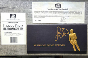 limited edition larry bird hologram card set 1991-92 Upper Deck Basketball Low Series Diamond (Most Common) #77 Boston Celtics TC Official NBA Trading Larry Bird 3 Card Hologram