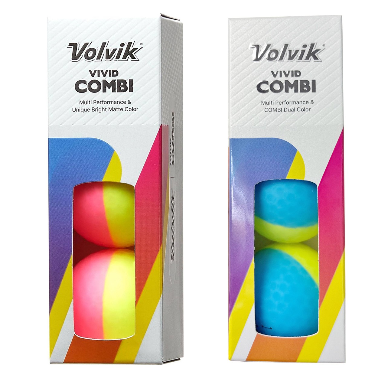 Volvik 2024 Vivid Combi Matte Golf Balls 6 (1/2 dozen) 3Pink-Yellow/3Blue-Yellow