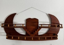 Vintage Art Deco Style Wooden Curio Display Shelf Wall Hanging Handcrafted MCM