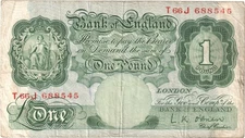 1955 - 1960 Bank of England 1 Pound - P# 369c O'Brien - VG - # 36409