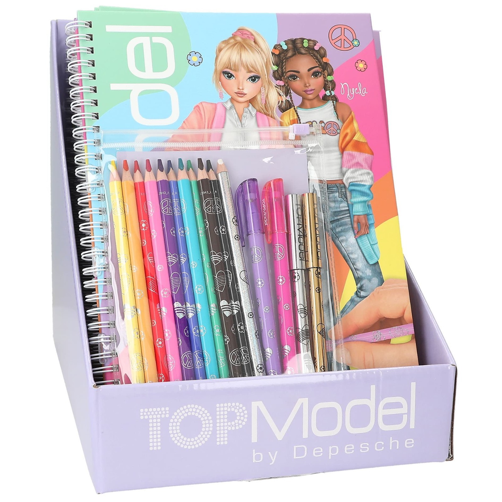 TOPModel Colouring Book with 10 Pencils and 4 Gel Pens for Ages 6 & Up