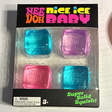 Schylling NeeDoh Nice Ice Baby Super Solid Squish Squeeze Toy Cubes 4-Pack