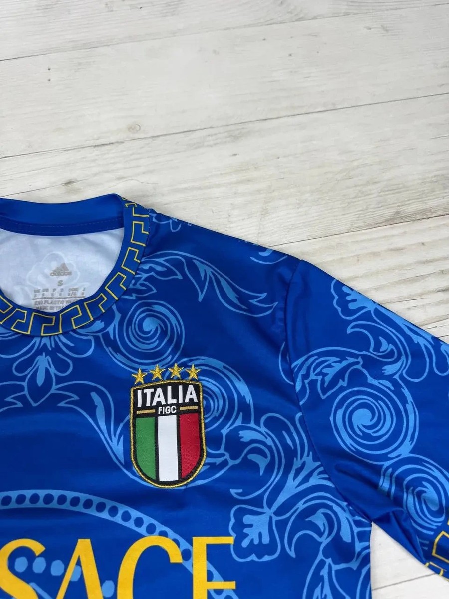 Adidas Versace Italia Shirt Football Soccer Jersey Men Size S Blue