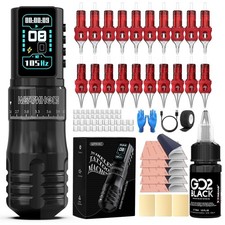 Wormhole Tattoo Gun Kit, Wireless Tattoo Kit, 2300mAh Battery Aluminum Alloy ...