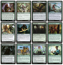 MTG - 12 x verschiedene Green Elf Counter / Token Karten für Tribal Commander - LP+