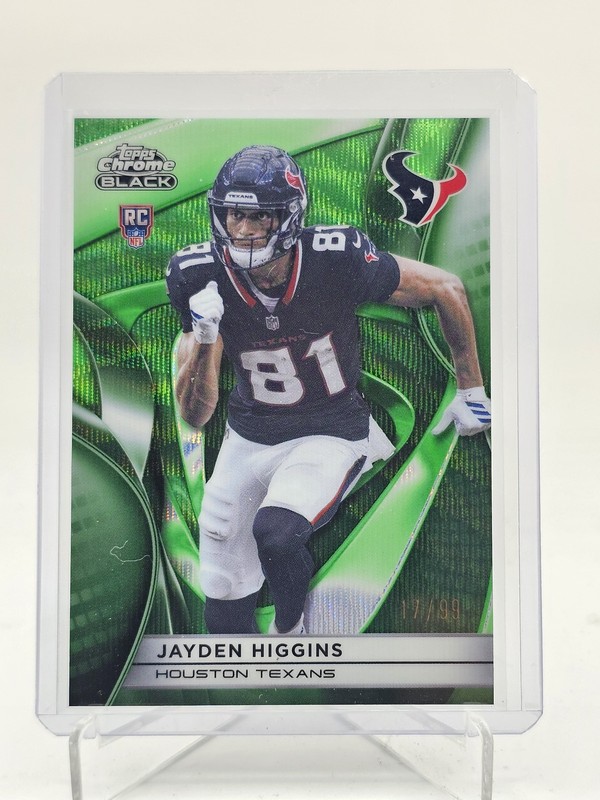 JAYDEN HIGGINS 2025 TOPPS CHROME BLACK ROOKIE GREEN WAVE /99 #118 TEXANS Q6608